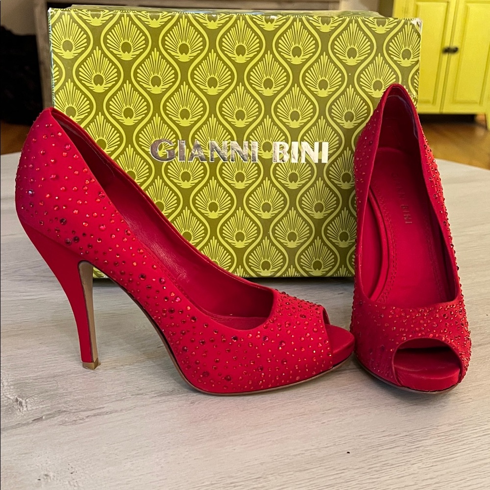 Gianni Bini Vibrant Red Studded Heels